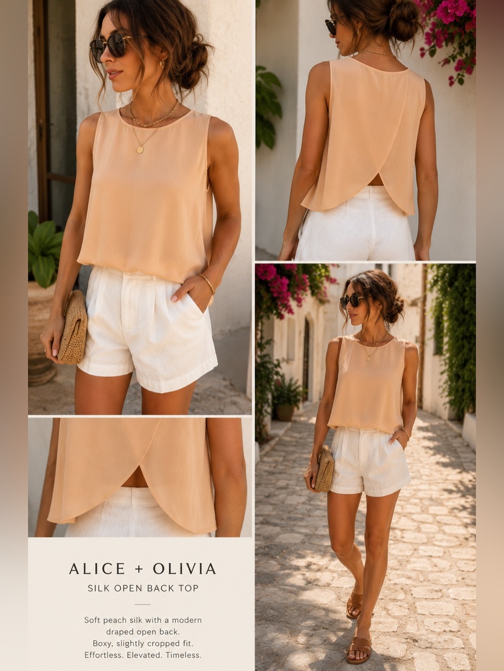 Alice + Olivia Peach Silk Open Back Sleeveless Blouse Top S - Picture 6 of 6
